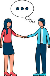 young business couple team with speech bubble vector