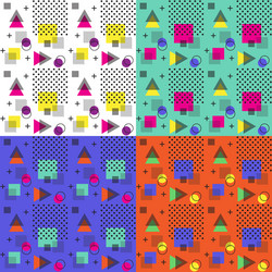 4 colors of seamless memphis pattern vector