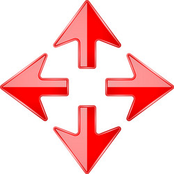 combo arrow four directions red 3d icon vector