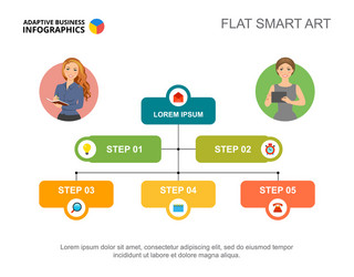 five steps flowchart template for presentation vector