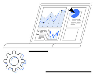 laptop displaying data visualizations vector image