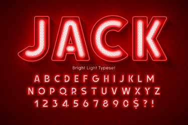 neon light 3d alphabet extra glowing modern type vector image