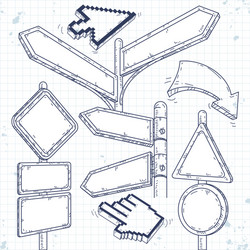 set of empty pointers arrows and road signs vector