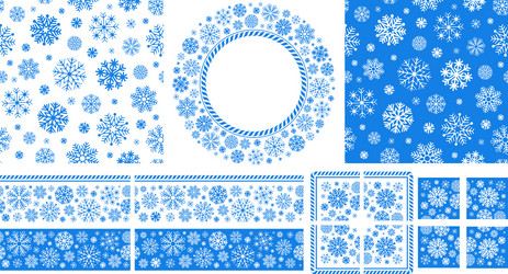 Snowflake Winter Patterns & Frames vector image