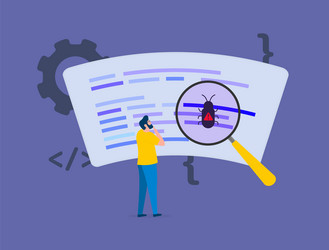 software bug concept optimize and debug code vector image