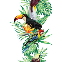 Tropical Toucan with Flowers Vector Image