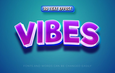 vibes 3d editable text effect style vector image