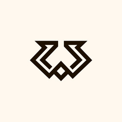 Ww logo monogram circle with piece ribbon style Vector Image