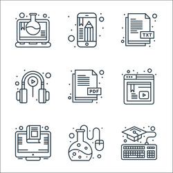 online learning line icons linear set quality vector image