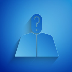 paper cut anonymous man with question mark icon vector