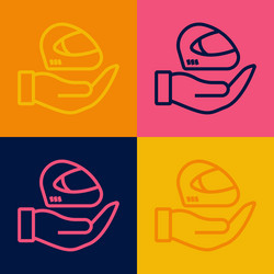 pop art line racing helmet icon isolated on color vector image