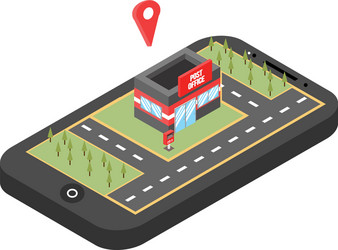 red pointer on smartphone map gps navigation vector image