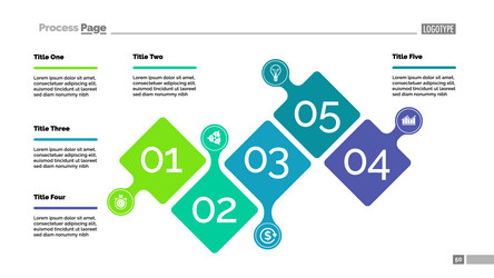 Five steps project process chart template vector