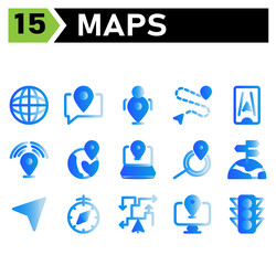 maps and navigation icon include globe world vector image