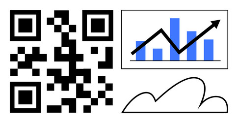 qr code with chart and cloud data vector image