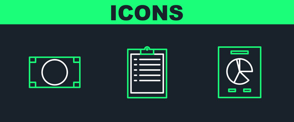 set line document with graph chart stacks paper vector image