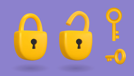 3d lock with key vector image