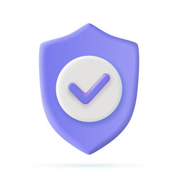 3d shield protected icon with check vector image
