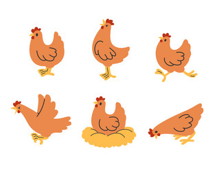 Chicken cartoon collection vector