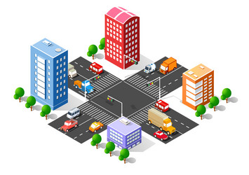Noise pollution isometric flowchart Royalty Free Vector