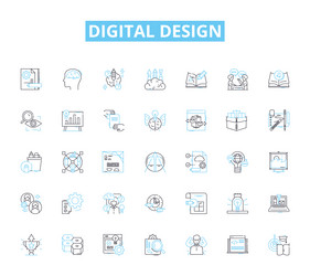 digital design linear icons set graphics vector image