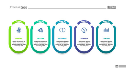 five steps project process chart template vector