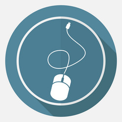 icon computer mouse on white circle with a long vector