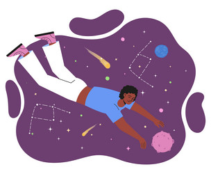 Person flying in space vector