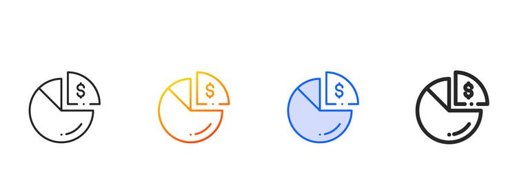 pie chart iconthin linear gradient blue stroke vector image