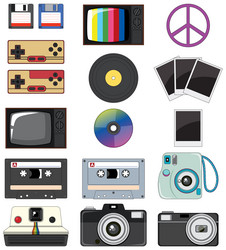 retro objects and elements set vector