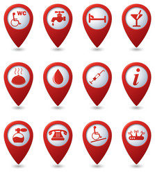 set of 12 services and entertainment redpointer vector