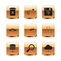 set trash can server data web hosting search vector image