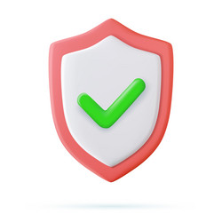 3d shield protected icon with check vector image