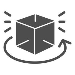 Cube rotation solid icon 360 degrees rotate vector