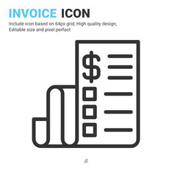 invoice icon with outline style isolated vector image
