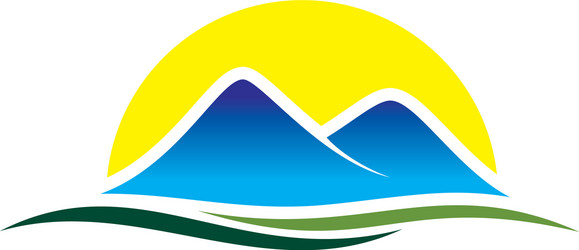 Landscaping mountain sunset logo Royalty Free Vector Image