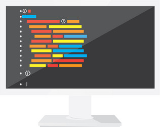 Programming code on a monitor screen vector