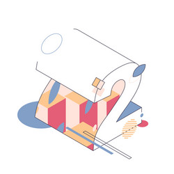 abstract isometric number 2 drawn with outline vector image