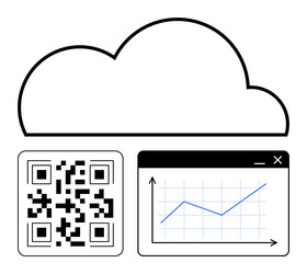 cloud storage with qr code and graph analytics vector image