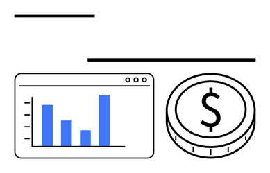 financial data analysis with bar graph and dollar vector image