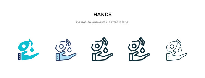 hands icon in different style two colored vector image