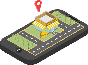 red pointer on smartphone map gps navigation vector image