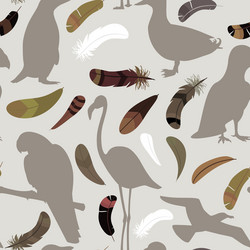 seamless pattern with feathers and birds vector image