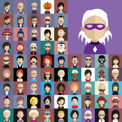 set of people icons in flat style with faces vector