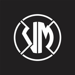 vm logo monogram with four part circle slash vector image
