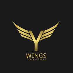 Y letter wings logo design with red bird fly wing Vector Image