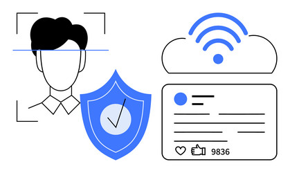 digital identity verification with facial vector image