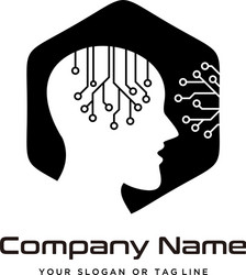 Human head technology logo design modern template vector