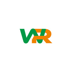 letters wr simple linked colorful overlapping logo vector image