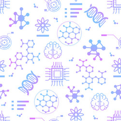 seamless pattern with thin line nano tech icons vector image